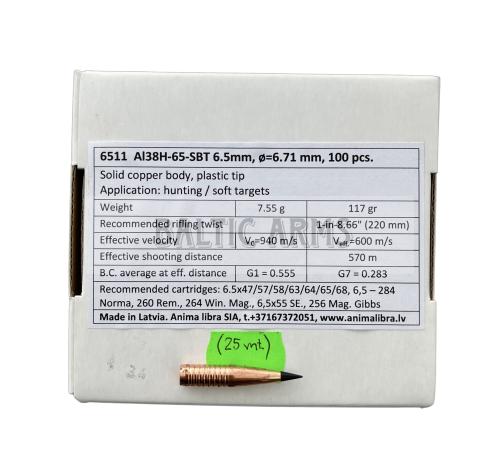 Kulkos Anima libra 6.5mm .264" 117 gr SBT (25 vnt..)